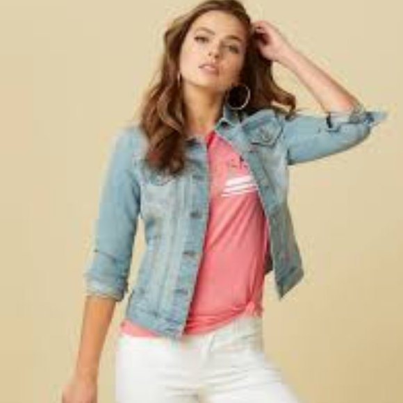 Guess Jackets & Blazers - Guess Alisana Denim Blue Medium Wash Jean Jacket